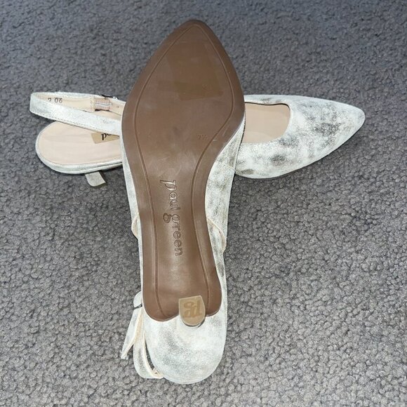 PAUL GREEN RIO SLING BACK PUMP MINERAL ANTIC METALLIC KITTEN HEEL NWOT 7.5 =US10 - Picture 4 of 10